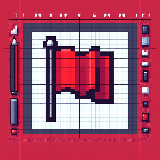 pixel art of a red flag.
Single Game Texture. In-Game asset. 2d. Blank background. High contrast. No shadows.