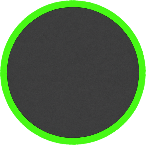 circle, tiny green neon border, gray fill, simple.
In-Game asset.  2d.  High contrast.  No shadows