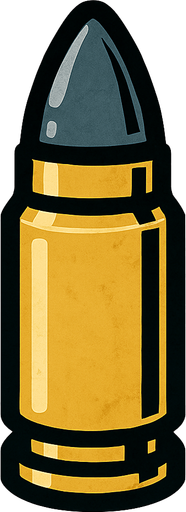 Modern çağ dönemi cephane mermisi.
In-Game asset.  2d.  High contrast.  No shadows