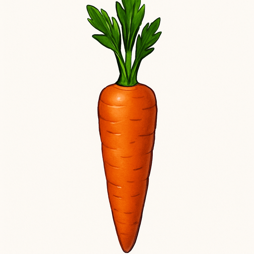 vertical and realistic carrot.
In-Game asset.  2d.  High contrast.  No shadows