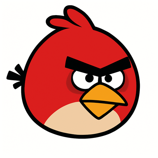 angry birds character "red".
In-Game asset.  2d.  High contrast.  No shadows