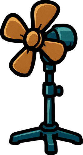 Fan on a stand facing right no guard.
In-Game asset.  2d.  High contrast.  No shadows