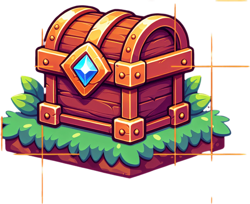 Treasure Chest.
Single Game Texture. In-Game asset. 2d. Blank background. High contrast. No shadows.