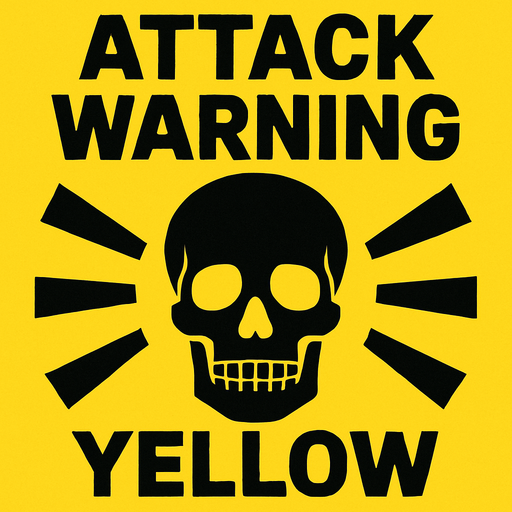 attack warning yellow have a dead logo.
In-Game asset.  2d.  High contrast.  No shadows