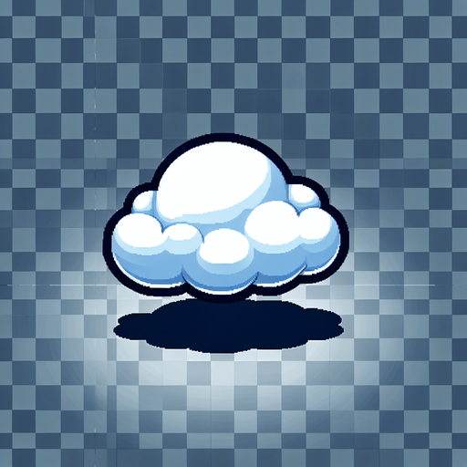 Nube.
Single Game Texture.  In-Game asset.  2d.  Blank background.  High contrast.  No shadows