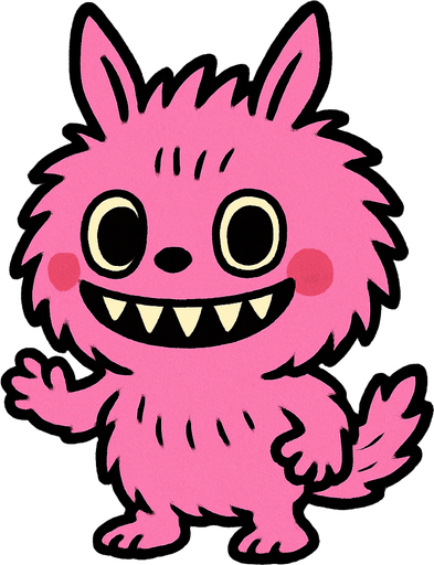 Pink Labubu.
In-Game asset.  2d.  High contrast.  No shadows