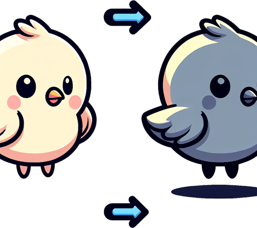 Make a cute bird.
Single Game Texture. In-Game asset. 2d. Blank background. High contrast. No shadows.