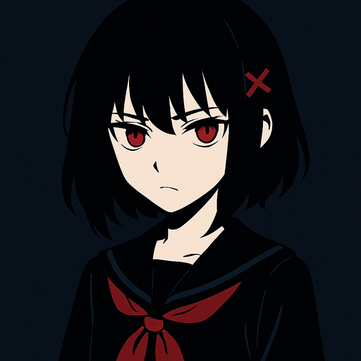anime girl. in dark tones. contrast 
In-Game asset.  2d.  High contrast.  No shadows