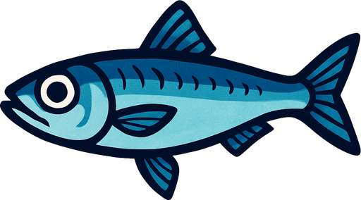 A blueish Anchovy.
In-Game asset.  2d.  High contrast.  No shadows