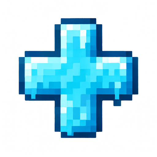 + işareti buz şeklinde pizel art.
In-Game asset.  2d.  High contrast.  No shadows