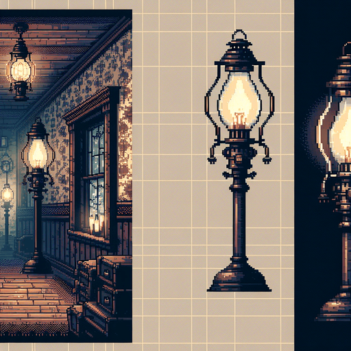 The wallpaper of a Victorian home. Muted pattern, old and vintage, Edwardian style pixel art. Pixel art gas lamps in a dark room.
Single Game Texture. In-Game asset. 2d. Blank background. High contrast. No shadows.