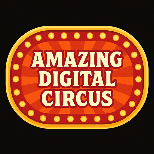 Amazing digital circus button.
In-Game asset.  2d.  High contrast.  No shadows