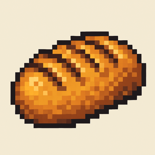 Bread, pixelart.
In-Game asset.  2d.  High contrast.  No shadows