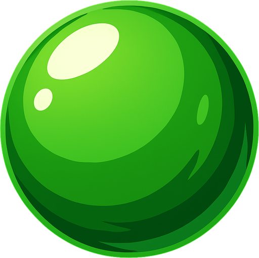 esfera verde.
In-Game asset.  2d.  High contrast.  No shadows