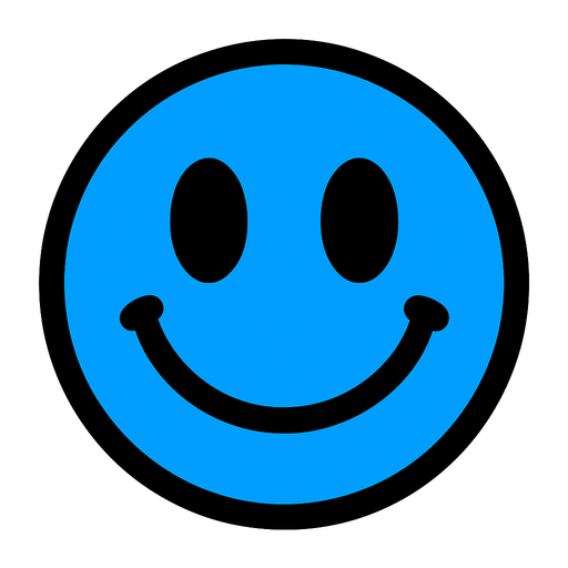 Blue smiley ball.
In-Game asset.  2d.  High contrast.  No shadows