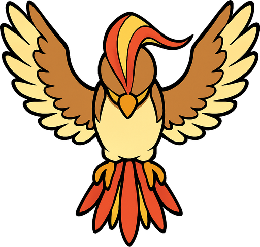 Pidgeot visto desde arriba.
In-Game asset.  2d.  High contrast.  No shadows