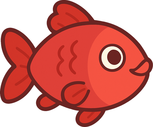 kırmızı renk tatlı balık görseli. No background. Transparent background. Blank background. No shadows. 2d. In-Game asset. flat