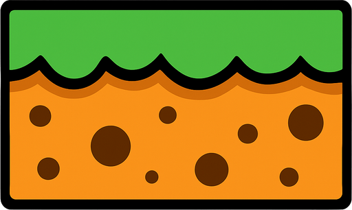 a rectangle with a ground color and form.
In-Game asset.  2d.  High contrast.  No shadows