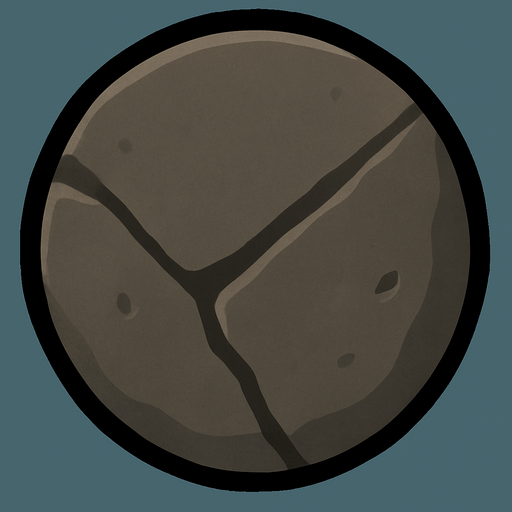 Following the art style; make a tinny circular stone bullet