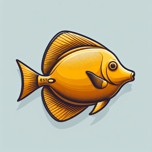 a tang fish.
Single Game Texture. In-Game asset. 2d. Blank background. High contrast. No shadows.