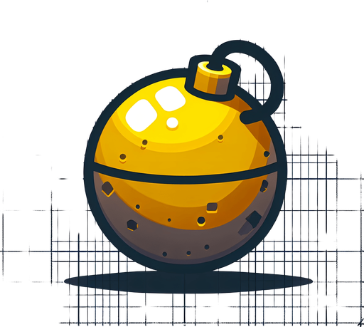 bomb.
Single Game Texture. In-Game asset. 2d. Blank background. High contrast. No shadows.