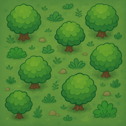 forest tile on top viewing.
In-Game asset.  2d.  No shadows