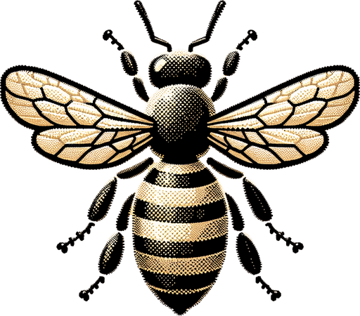 A  honeybee.
Single Game Texture. In-Game asset. 2d. Blank background. High contrast. No shadows.
