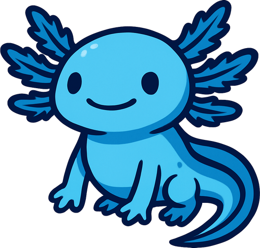 Un ajolote azul.
In-Game asset.  2d.  High contrast.  No shadows