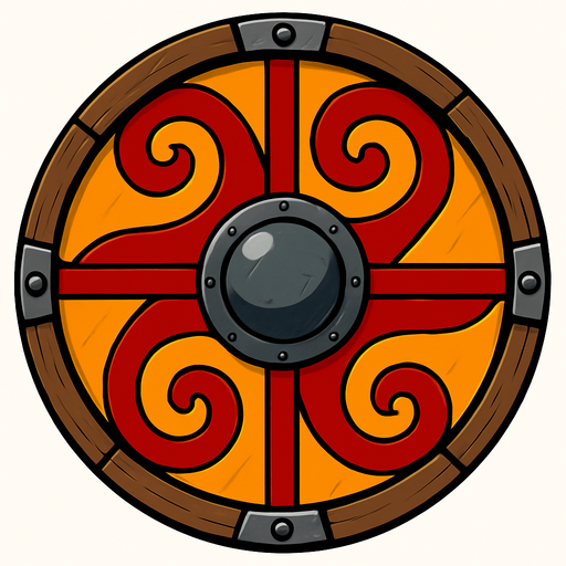 Escudo viquingo.
In-Game asset.  2d.  High contrast.  No shadows