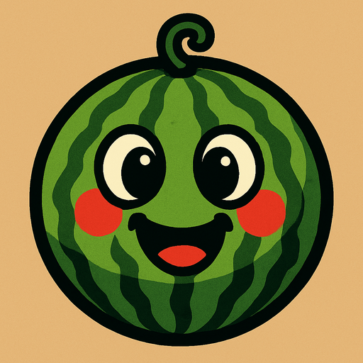 Watermelon with face.
In-Game asset.  2d.  High contrast.  No shadows