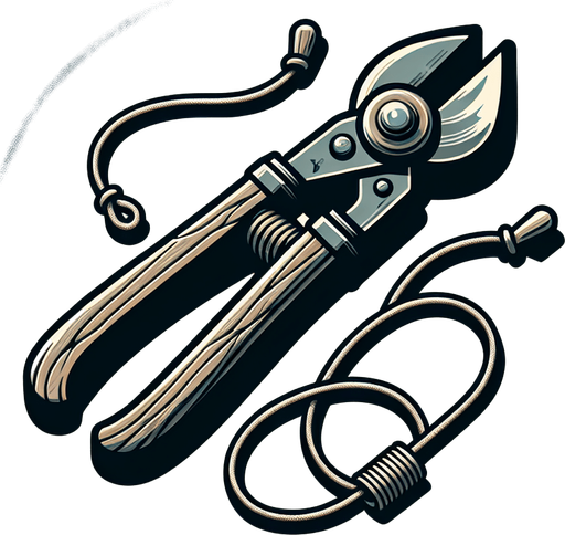 String cutters.
Single Game Texture.  In-Game asset.  2d.  Blank background.  High contrast.  No shadows