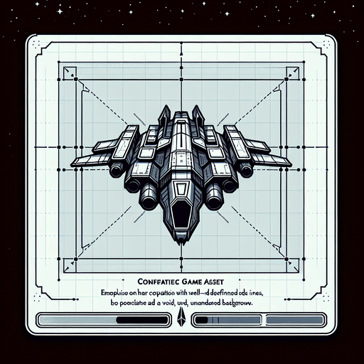 enemy ship facing up.
Single Game Texture.  In-Game asset.  2d.  Blank background.  High contrast.  No shadows