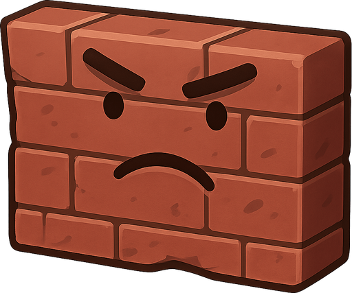 a brick mimic realistic. No background. Transparent background. Blank background. No shadows. 2d. In-Game asset. flat