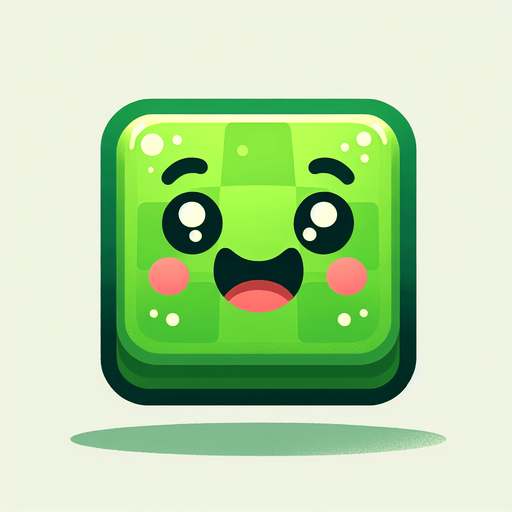 Perfectly square bright green game piece with cute happy face. Cartoon style. Cute art style. Simple vector style. No Shadows.
Single Game Texture. In-Game asset. 2d. Blank background. High contrast. No shadows.
