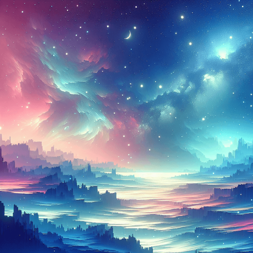 beautiful landscape. starry sky, pastel colours, high definition, alien world.
Single Game Texture. In-Game asset. 2d. Blank background. High contrast. No shadows.