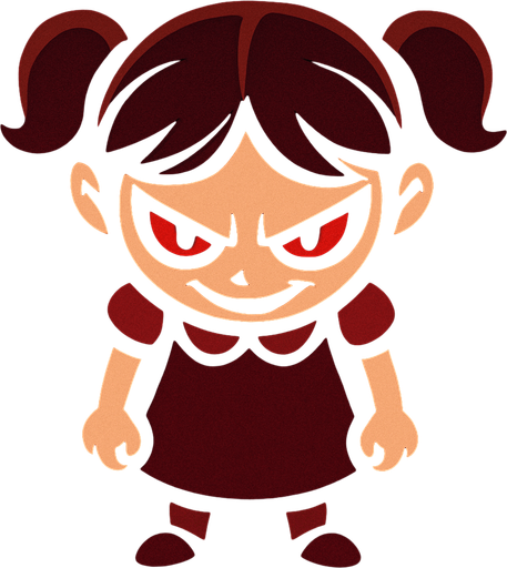 evil little girl looking down.
In-Game asset.  2d.  High contrast.  No shadows