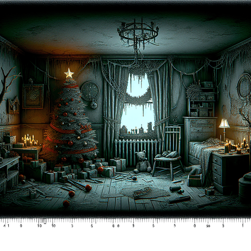 Eerie Christmas-inspired fuse similar to a resident evil room
Single Game Texture. In-Game asset. 2d. Blank background. High contrast. No shadows.
