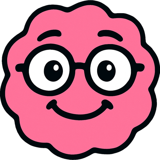 pembe sempatik yüz gözlüklü.
In-Game asset.  2d.  High contrast.  No shadows