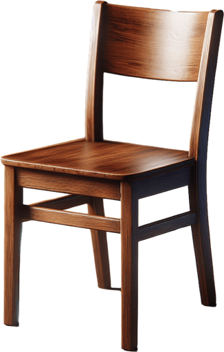 a wooden brown chair.
In-Game asset. Blank background. High contrast.