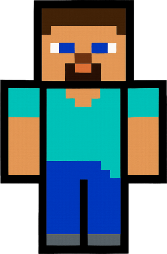 miceraft steve.
In-Game asset.  2d.  High contrast.  No shadows