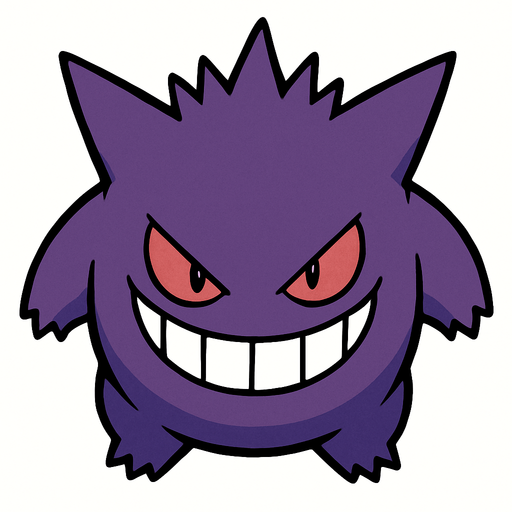 Gengar visto desde arriba.
In-Game asset.  2d.  High contrast.  No shadows