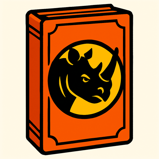 Orange card packet with a Rhino in the center.
In-Game asset.  2d.  High contrast.  No shadows