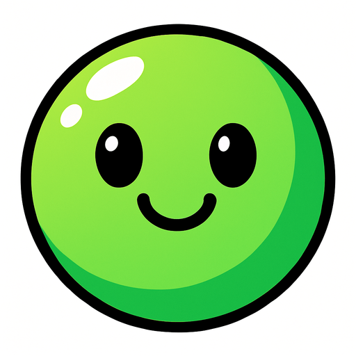 Mutlu, yeşil bir bubble.
In-Game asset.  2d.  High contrast.  No shadows