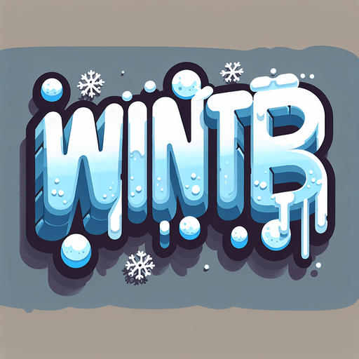 Create an SVG text design for "WINTER" in bold cartoon style with chunky rounded letters. Add small snowflake accents and icy details in cool, frosty blues and white.​​​​​​​​​​​​​​​​.
Single Game Texture. In-Game asset. 2d. Blank background. High contrast. No shadows.