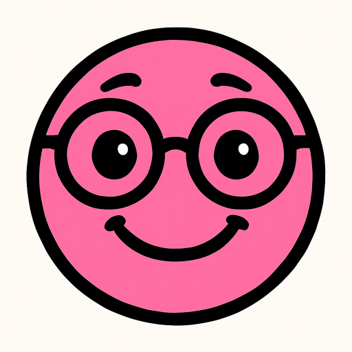 pembe sempatik yüz gözlüklü.
In-Game asset.  2d.  High contrast.  No shadows