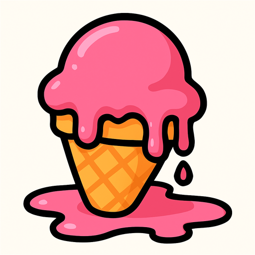 icecream_melt_cartoon.
In-Game asset.  2d.  High contrast.  No shadows