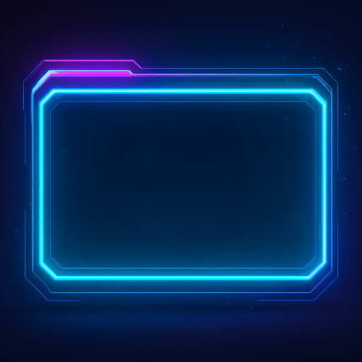 Neon cyberpunk tab selected empty blank hologram glowing 3d flat