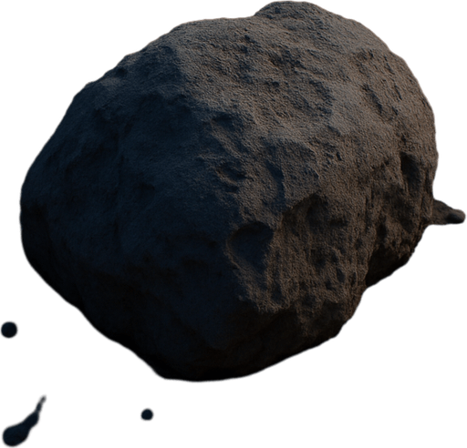 Photorealistic dusty rock in desert at night, bird view