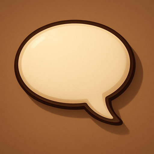 A thought bubble or a speech bubble (as used in animations) with a slightly 3D appearance, designed as an in-game asset, 2D, with shadows. It should not look like a cloud; the outline should be clean and defined, and the shape should be regular—but not perfectly oval or geometric.