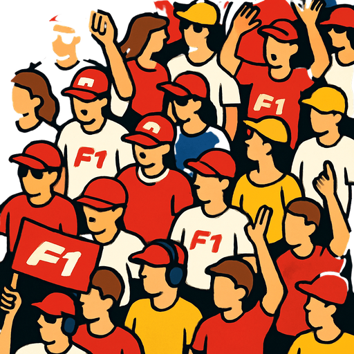 bird's-eye view of the F1 spectator crowd.
In-Game asset.  2d.  High contrast.  No shadows